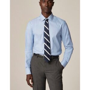 New J.Crew Bowery Performance Stretch Twill Dress Shirt Slim Fit Blue Mens M